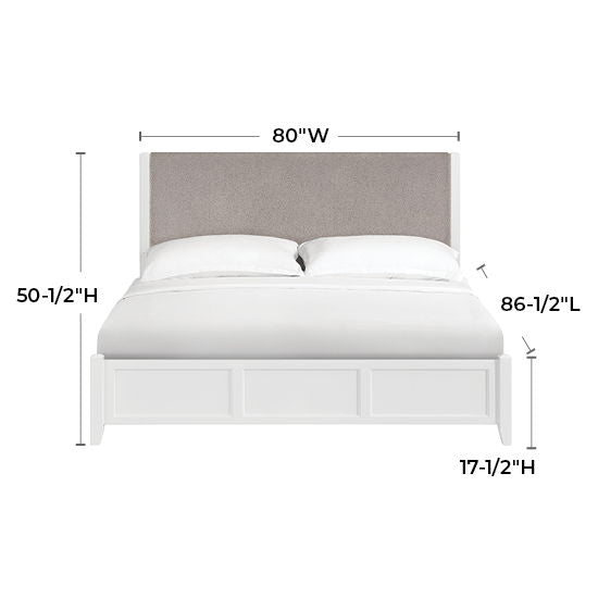 McKenzie - King Upholstered Panel Bed - Snowbound