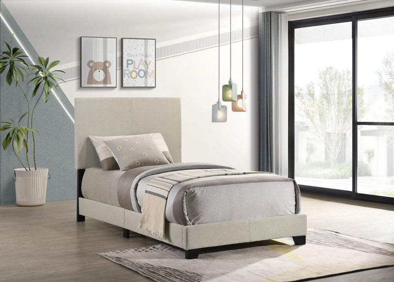 Dorian Fabric Upholstered Twin Panel Bed Cream