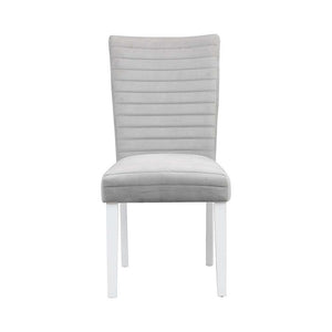 Elizaveta - Side Chair (Set of 2) - Gray Velvet, Faux Crystal Diamonds &White High Gloss Finish
