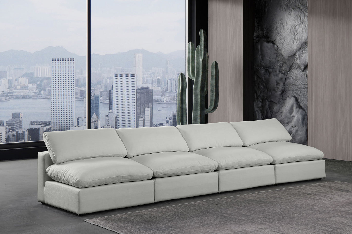 Comfy - Linen Modular Armless Sofa 4 Seats