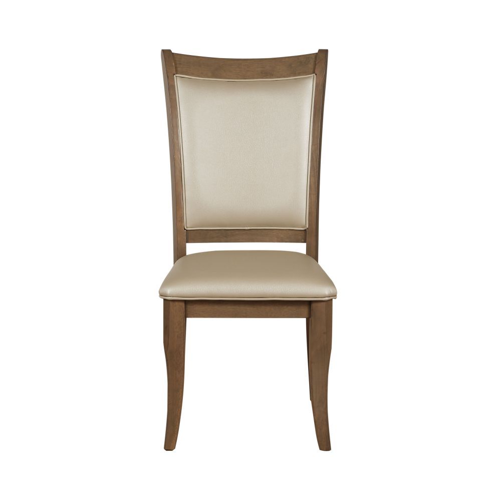 Harald - Side Chair (Set of 2) - Beige Synthetic Leather & Gray Oak