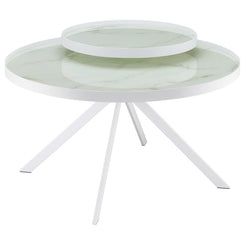 Briggs - Round Marble Printed Glass Top Coffee Table