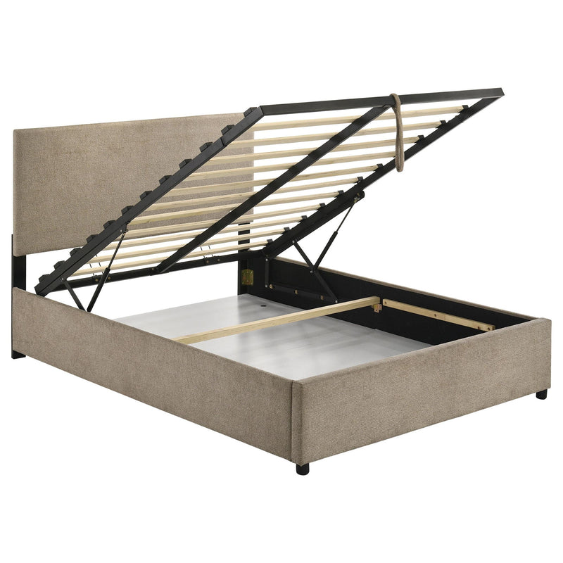 Reeves Upholstered Full Lift-Top Storage Platform Bed Tan