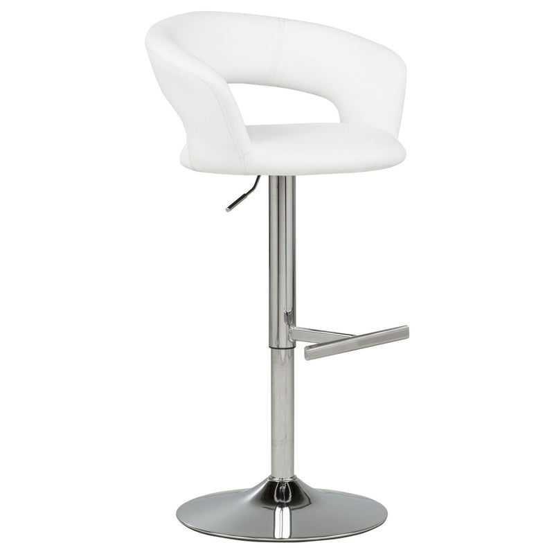 Travia Adjustable Leatherette Swivel Bar Stool White and Chrome