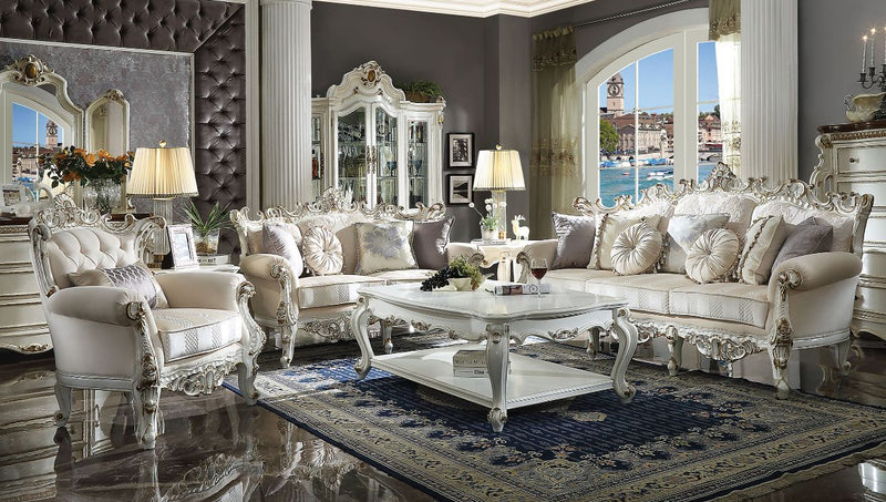 Picardy II - Sofa With 7 Pillows - Fabric & Antique Pearl