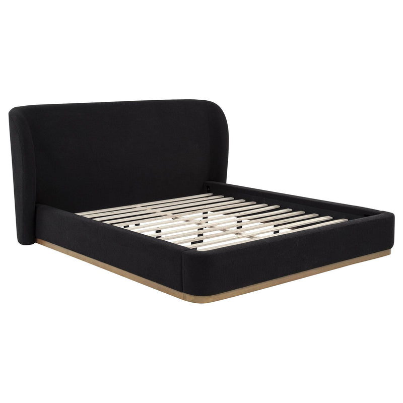 Blaire Upholstered California King Wingback Platform Bed Black