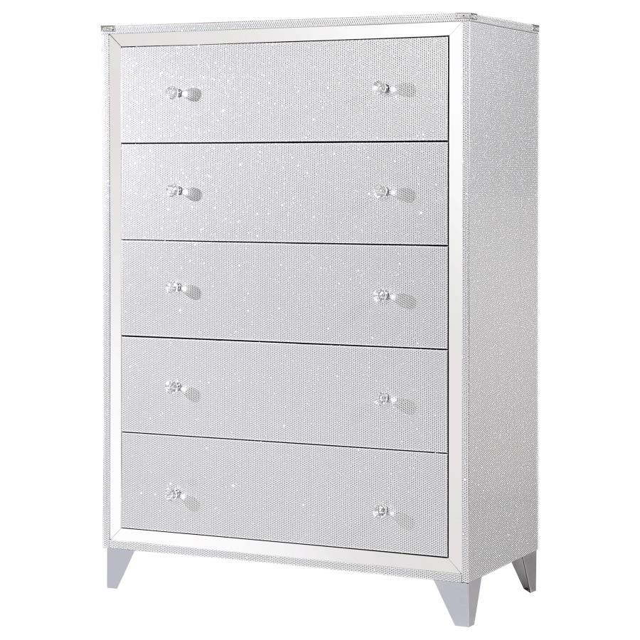 Larue - 5-Drawer Bedroom Chest - Silver