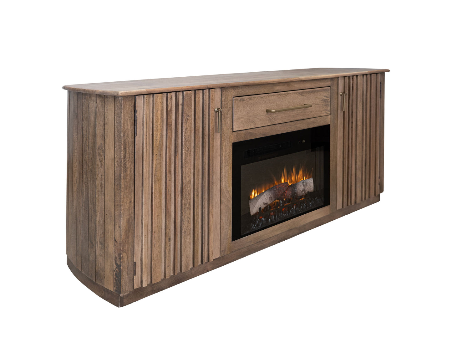 Mezquite - 1 Drawer 2 Doors Fireplace TV Stand 70 - Mezquite Brown