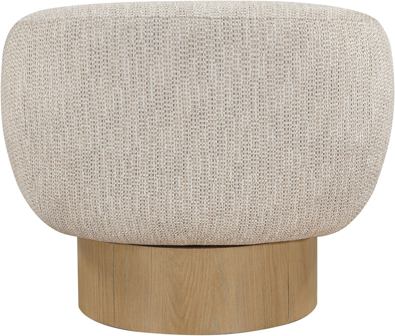 Avella - Interwoven Fabric Swivel Accent Chair - Light Brown Base