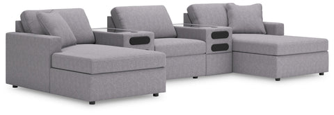 Gray / 5 Pc. Sectional With Chaise And Audio Console