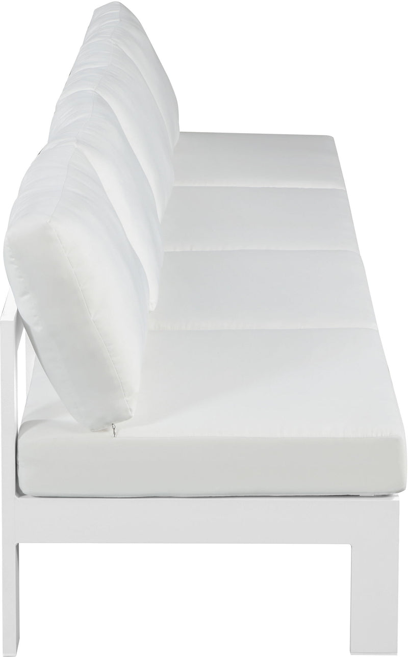 Nizuc - Outdoor Patio 4 Seat Armless Modular Sofa With White Frame