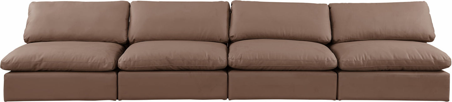 Comfy - Faux Leather Modular Armless Sofa 4 Seats