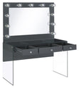 Afshan - 3-Drawer Vanity Set With Lighting - Gray High Gloss