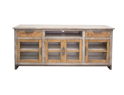 Mita - 70" TV Stand - Honey Brown / Light Gray