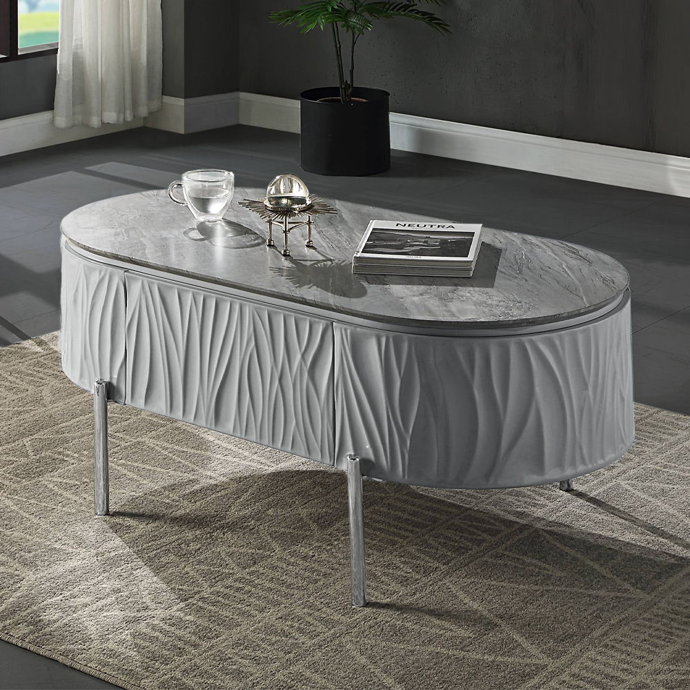 Yukino - Coffee Table - Gray High & Chrome