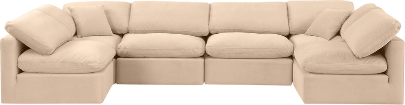 Indulge - Velvet 6 Piece Modular U-Shaped Sectional