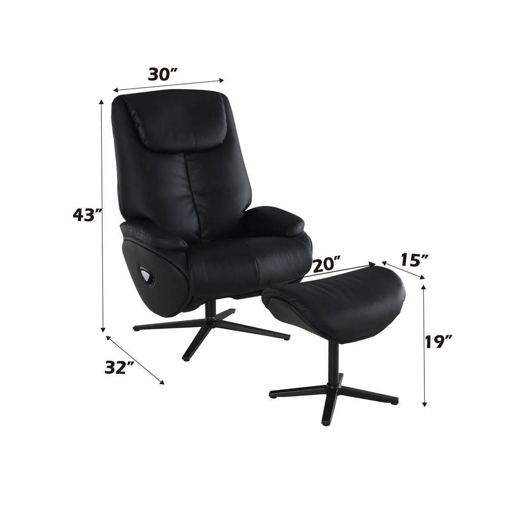 Labonita - Motion Accent Chair With Swivel & Ottoman - Black