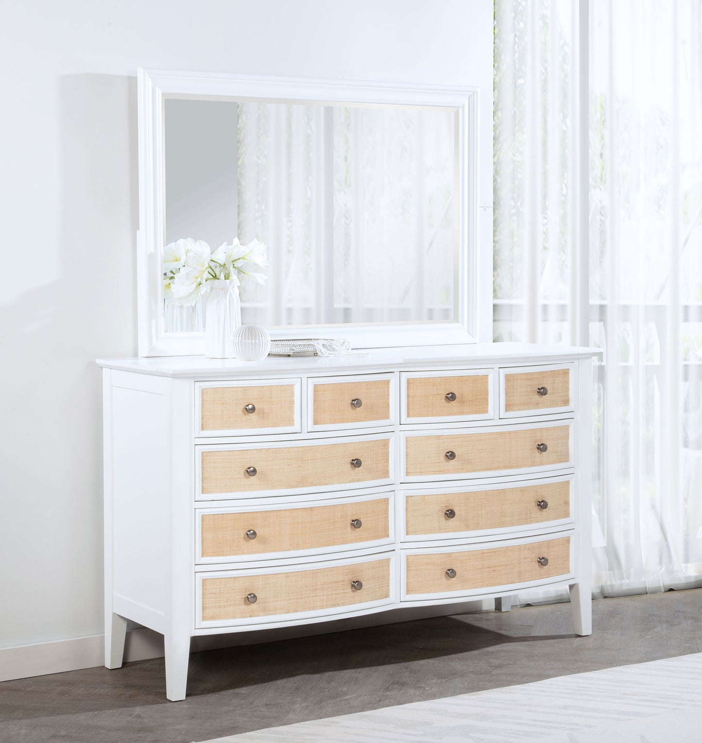 Bexhill - 10-Drawer Dresser And Mirror - White