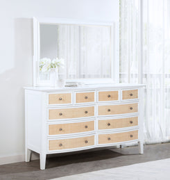 Bexhill - 10-Drawer Dresser And Mirror - White