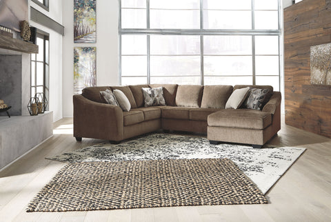 Dark Brown / 3-Piece Sectional with Right-Arm Facing Chaise