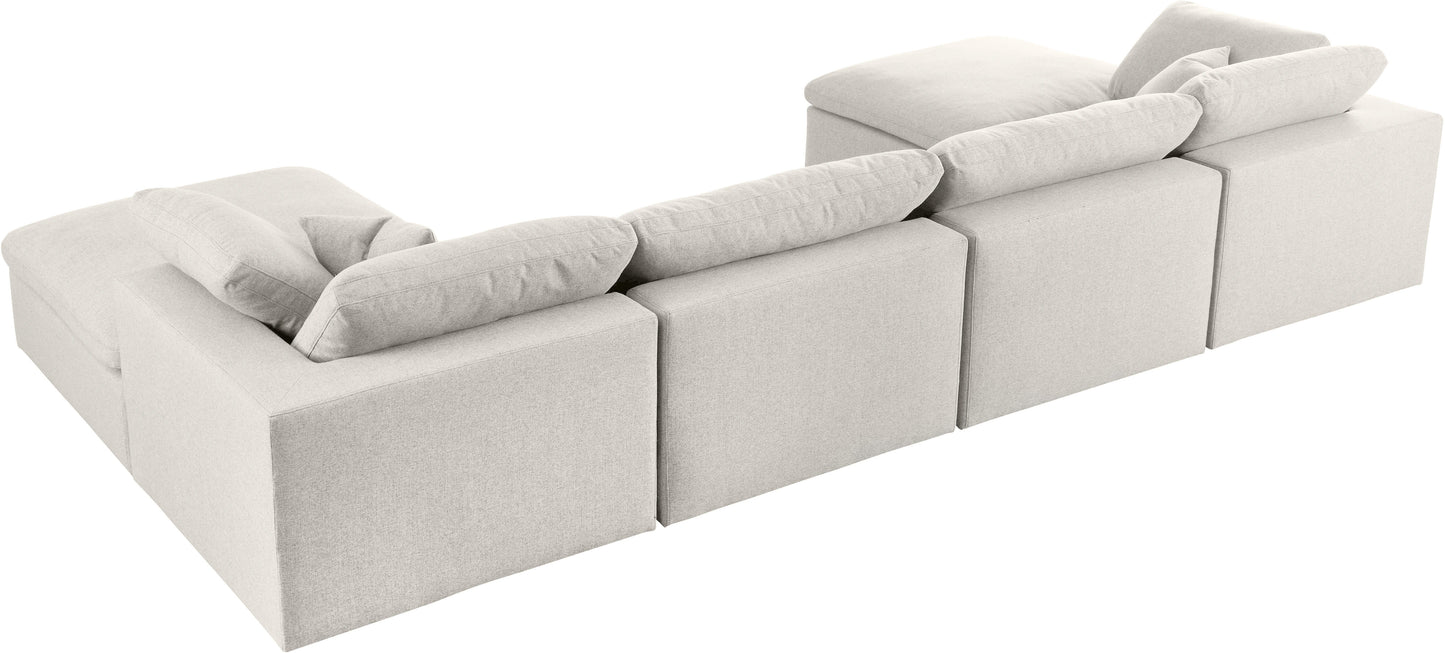 Serene - Linen Textured Fabric Deluxe Comfort Modular Sectional 6 Piece - Cream - Fabric - Modern & Contemporary