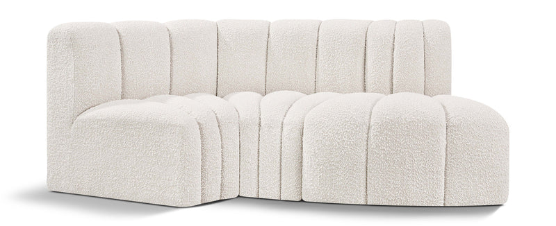 Arc - Boucle Fabric 3 Piece Modular L-Shaped Sofa