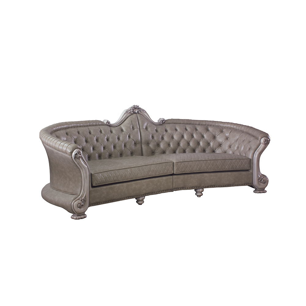 Dresden - Sofa - Bone PU & Gold Patina