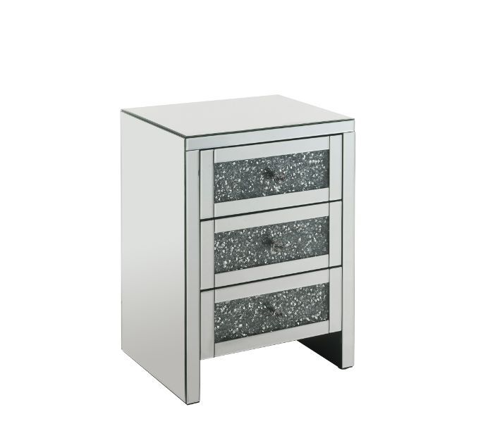 Noralie - 26" Accent Table With Faux Diamonds - Mirrored