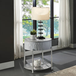 Yukino - End Table - Gray High & Chrome