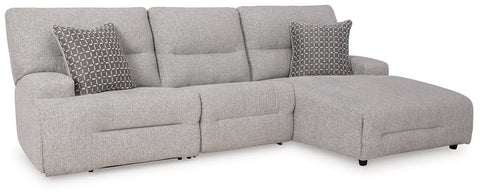 Pewter / 3-Piece: Left-Arm Facing Power Recliner/Armless Chair/Right-Arm Facing Power Reclining Back Chaise