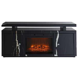 Drisana - TV Stand With Fireplace - Black Mirrored Finish