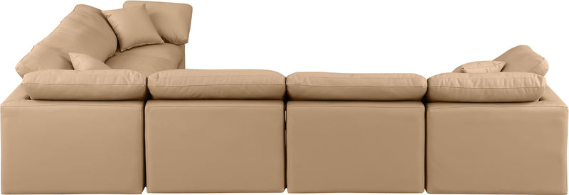 Indulge - Faux Leather 6 Piece Modular Corner Sectional - Tan