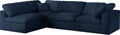 Serene - Linen Textured Fabric Deluxe Comfort Modular Sectional 4 Piece - Navy