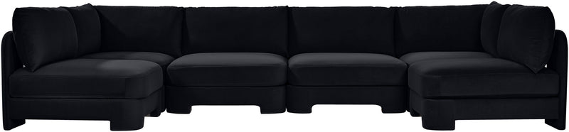 Hammond - Velvet Performance Fabric Upholstered 6 Piece U-Shaped Armless Sectional