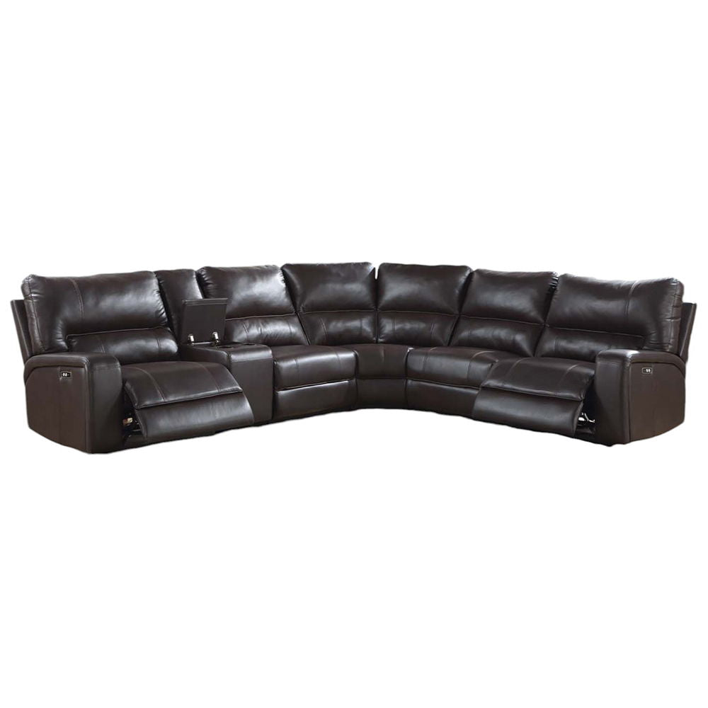 Saul - Power Motion Sectional Sofa - Espresso Leather-Aire