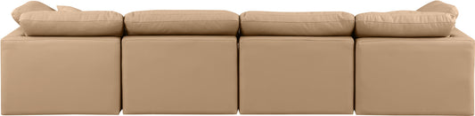 Indulge - Faux Leather 4 Piece Modular Sofa - Tan