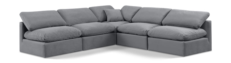 Indulge - Velvet 5 Piece Modular Corner Armless Sectional