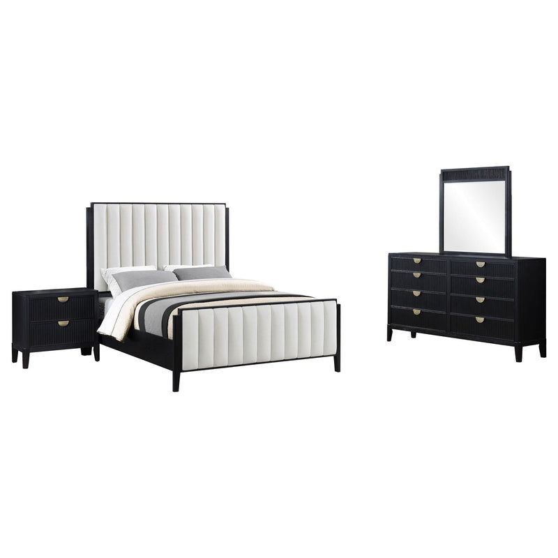 Brookmead 4-piece Upholstered Eastern King Bedroom Set Black