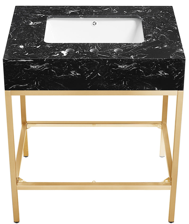 Marmo - Engineered Marble Bathroom Vanity With Gold Base