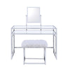 Carenze II - Vanity Set - White Faux Fur & Chrome