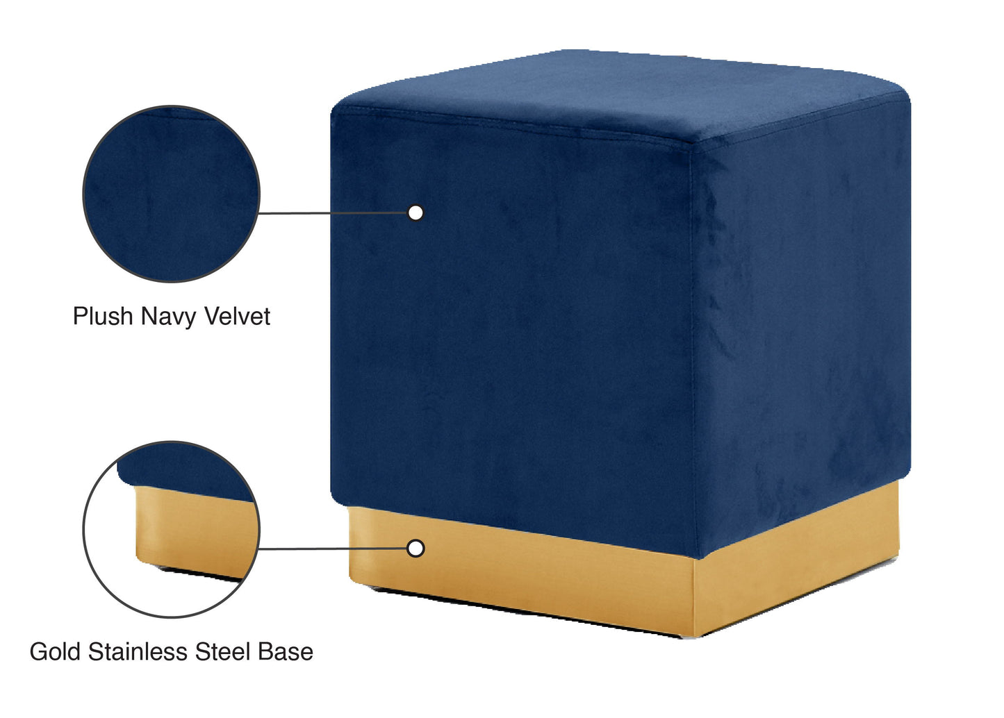 Jax - Stool Ottoman with Gold Base