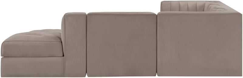 Rummi - Velvet Performance Fabric Upholstered 5 Piece Modular Sectional