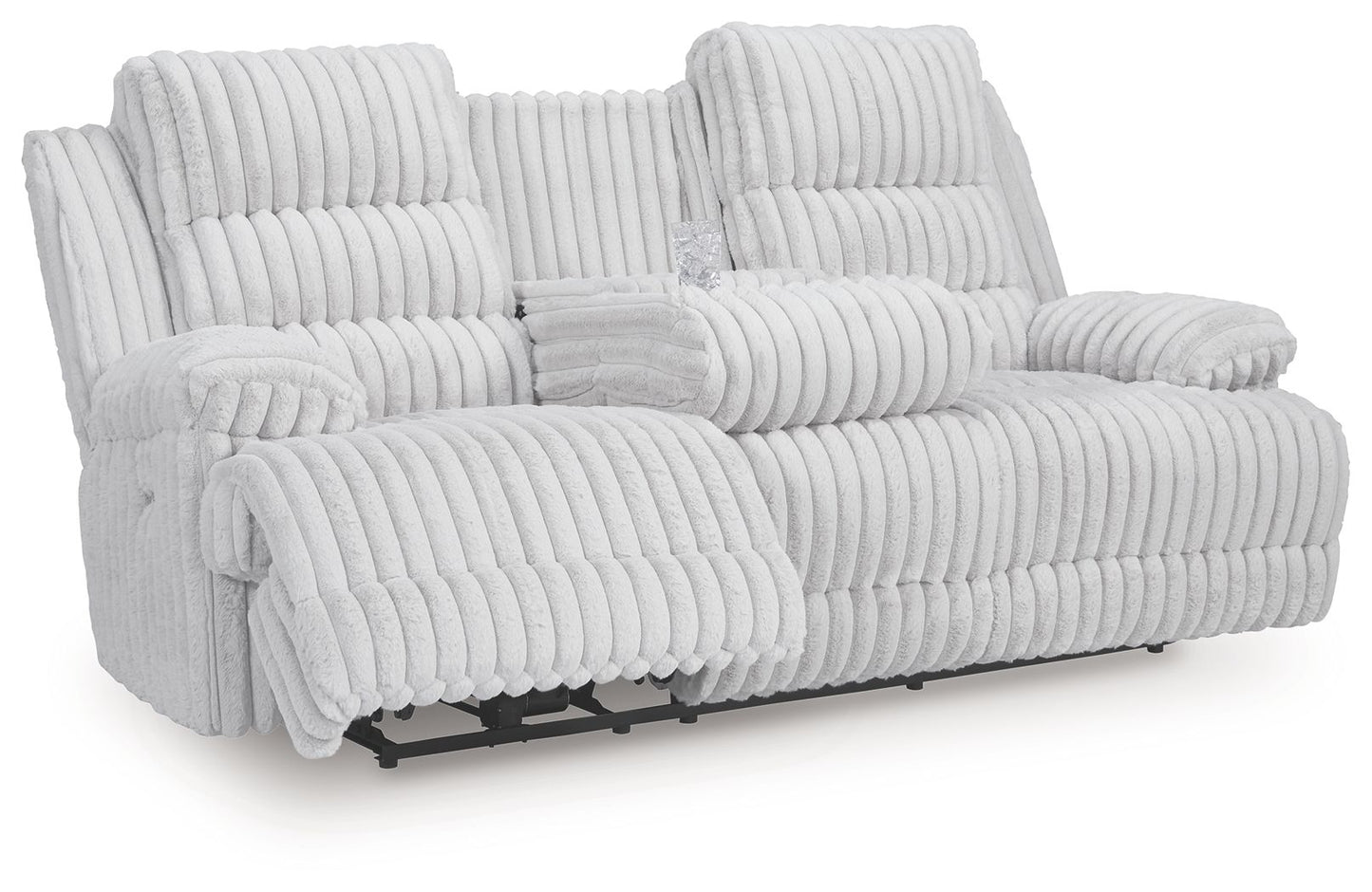 Rhines Falls - Alloy - Reclining Power Sofa With Drop Down Table