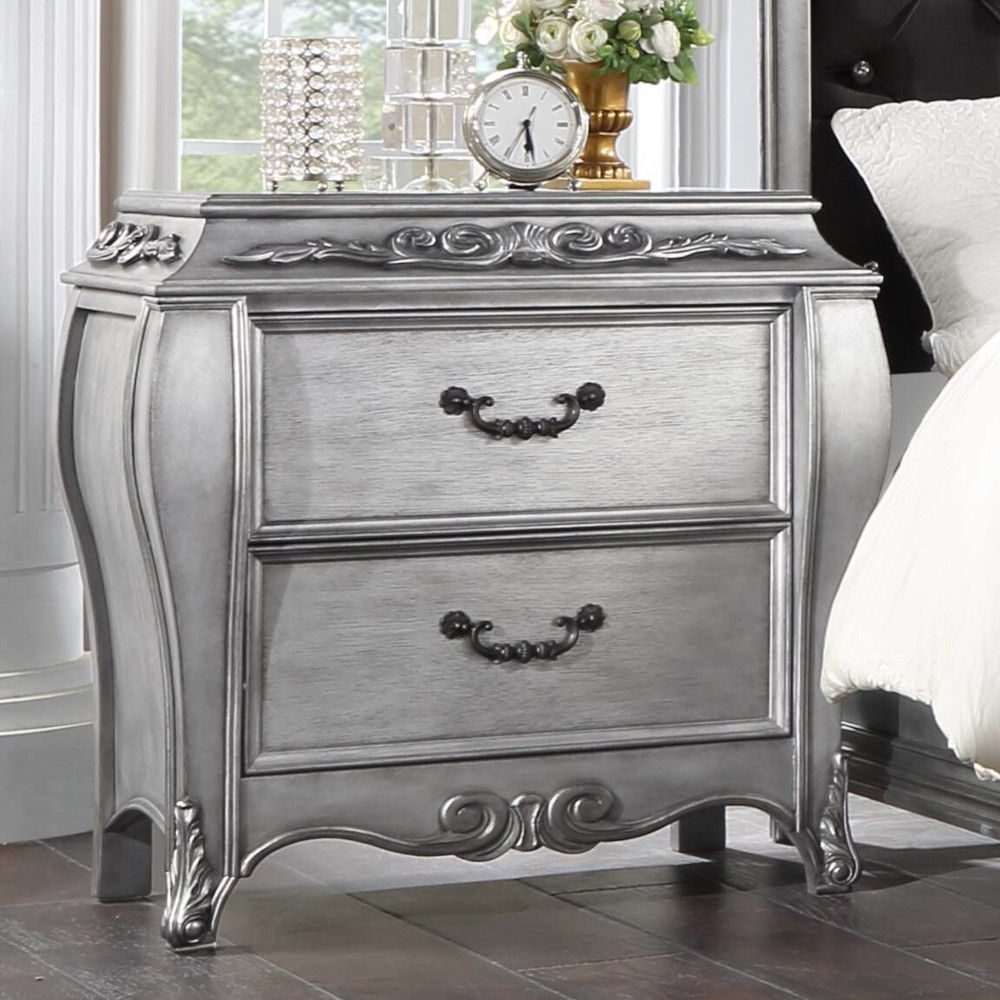 Leonora - Nightstand - Vintage Platinum
