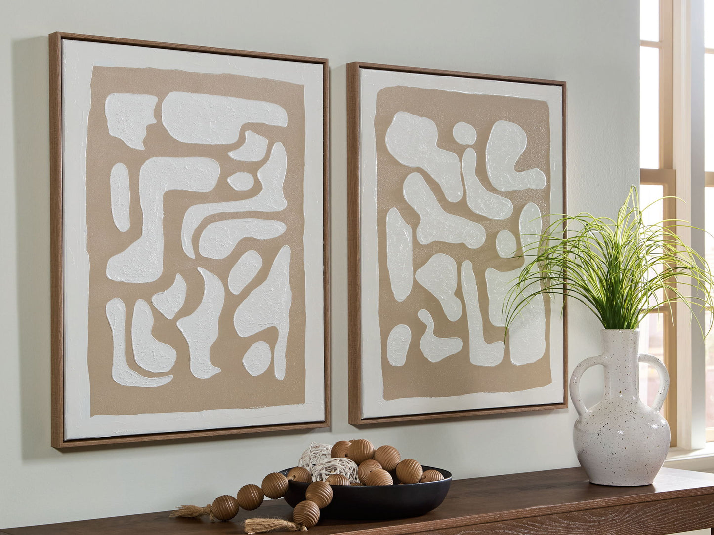 Waldett - Beige / White - Wall Art Set (Set of 2)
