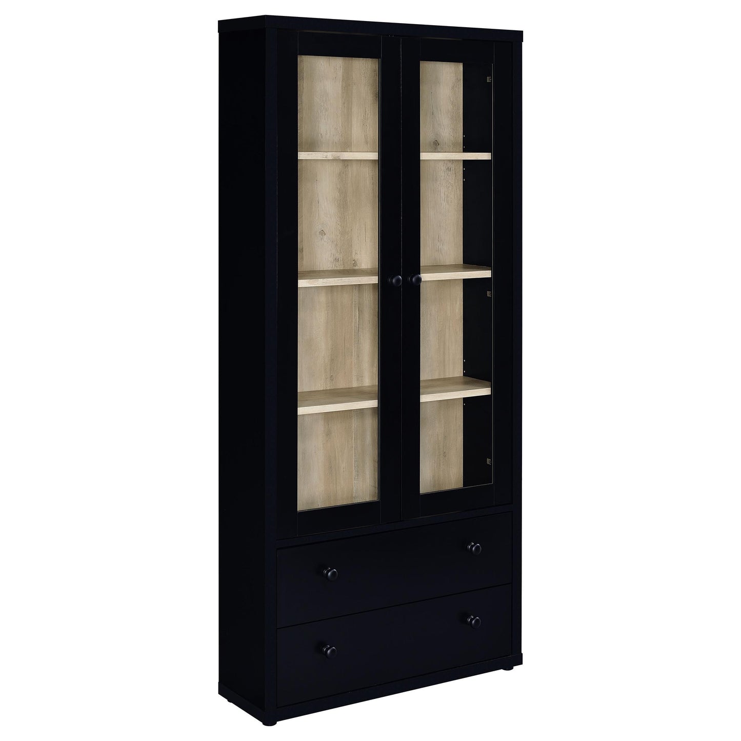 Hawthorne - 4-Shelf Glass Door Tall Cabinet With Drawers