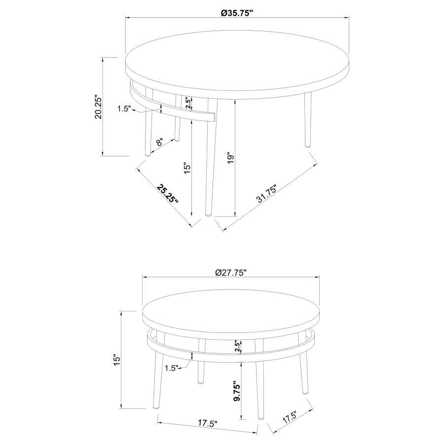 Avilla - 2 Piece Round Marble Top Coffee Table Set - White