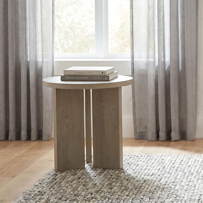 Aragon Round Panel Base End Table Latte