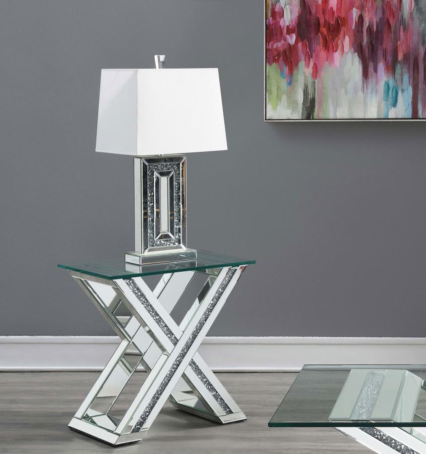 Bonnie - Rectangular Mirrored Glass Top End Table - Silver