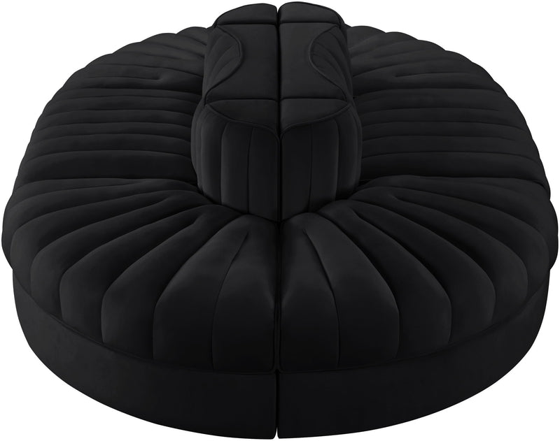 Rummi - Oval Velvet Performance Fabric Upholstered 6 Piece Modular Sectional